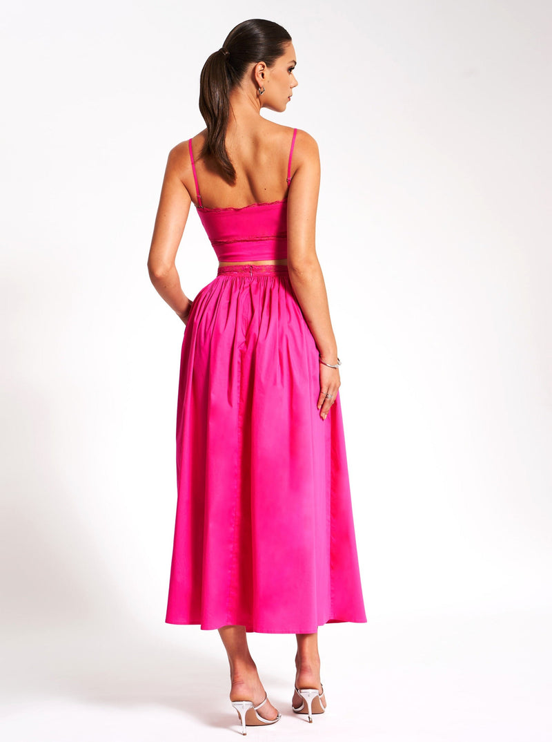 Martha Fuchsia Cotton Poplin Maxi Skirt  Set